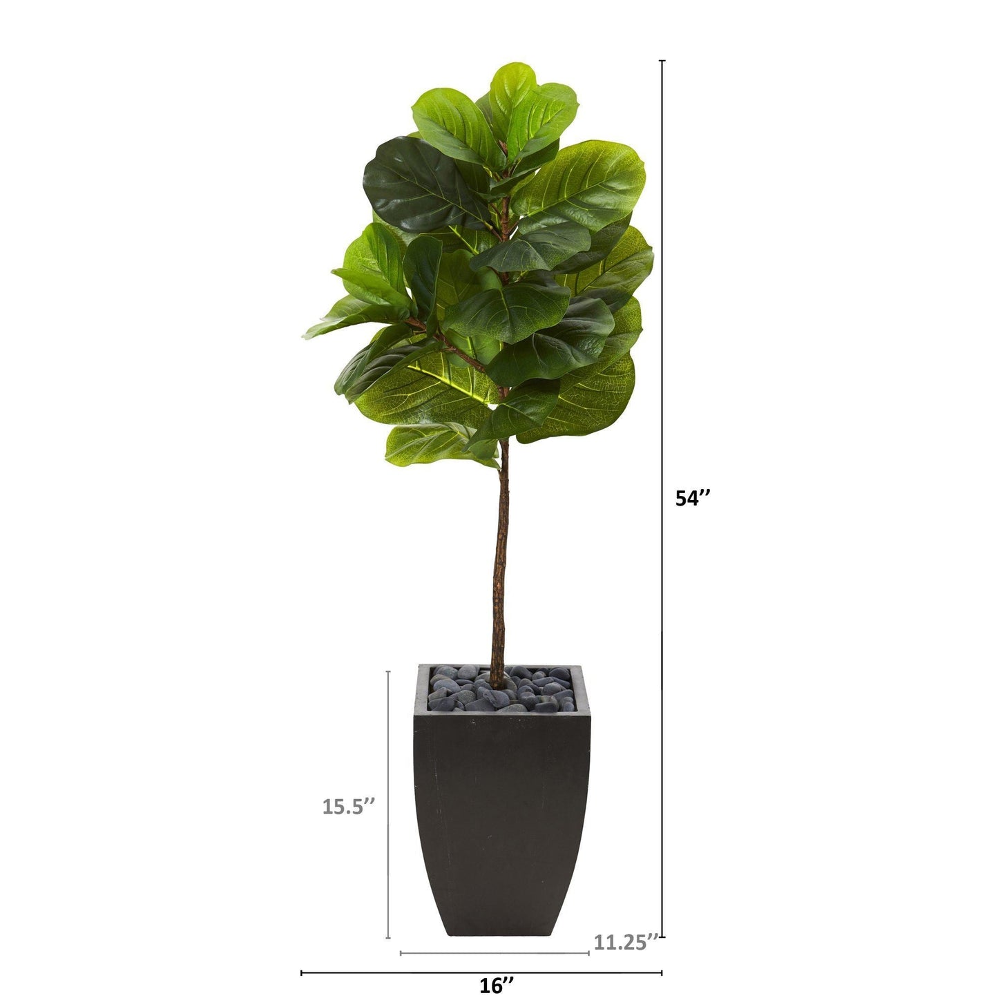 4.5’ Fiddle Leaf Artificial Tree in Black Planter (Real Touch)