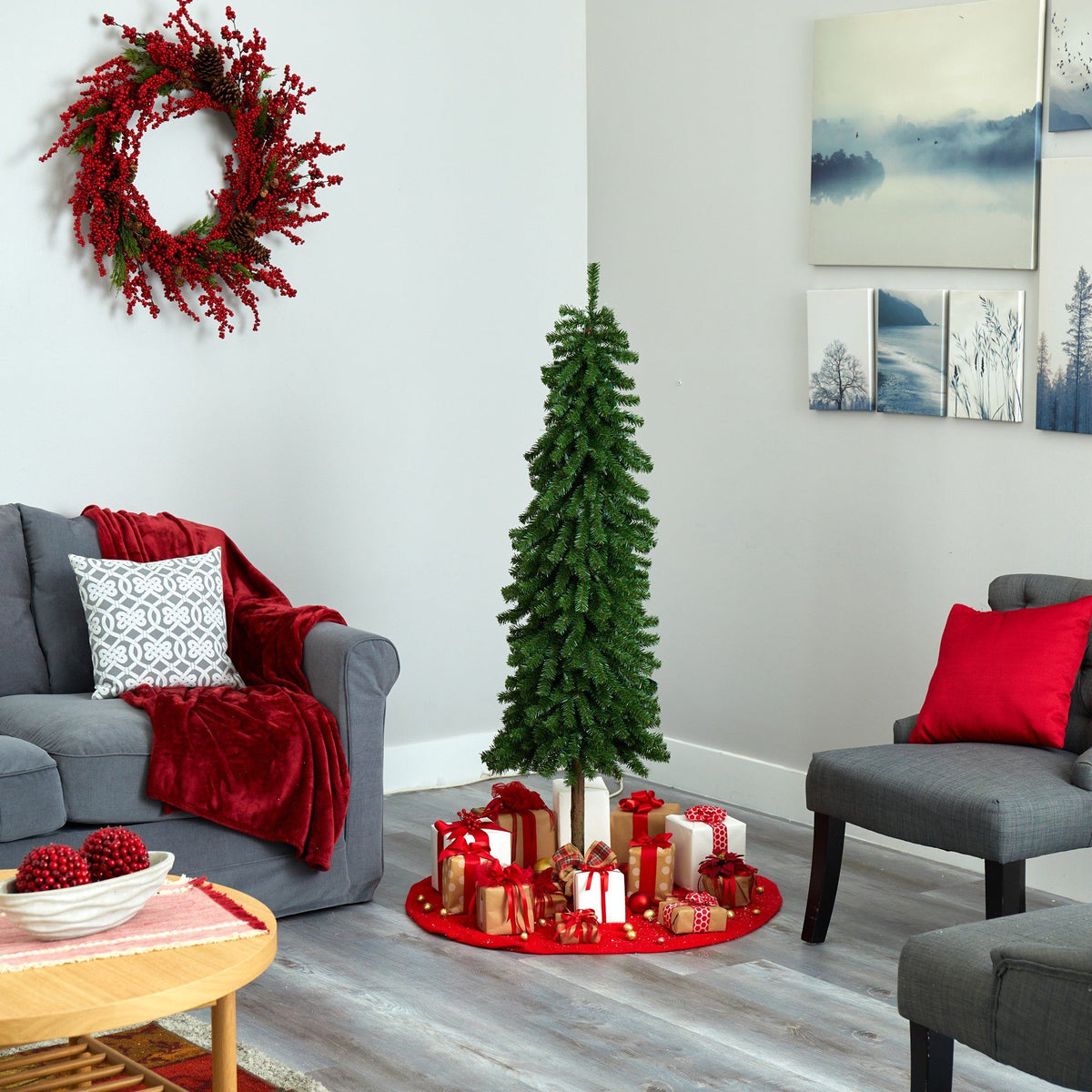 5' Alpine Artificial Christmas Tree with 150 Lights and 405 Bendable Branches