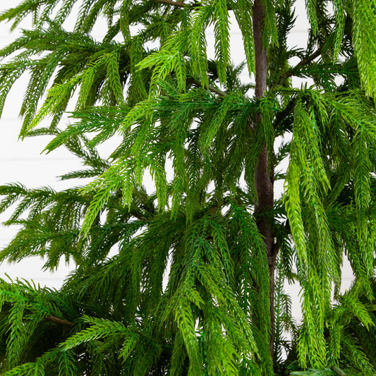 5' Artificial Real Touch Norfolk Island Pine in Metal Tin Planter with Natural Look