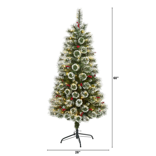 a christmas tree with lights and a small tree with a small tree in it