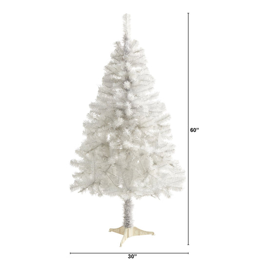 a white christmas tree with a height chart