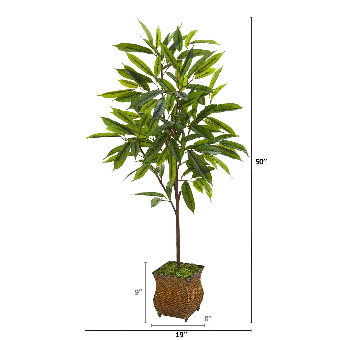 50” Ficus Artificial Plant in Decorative Metal Planter