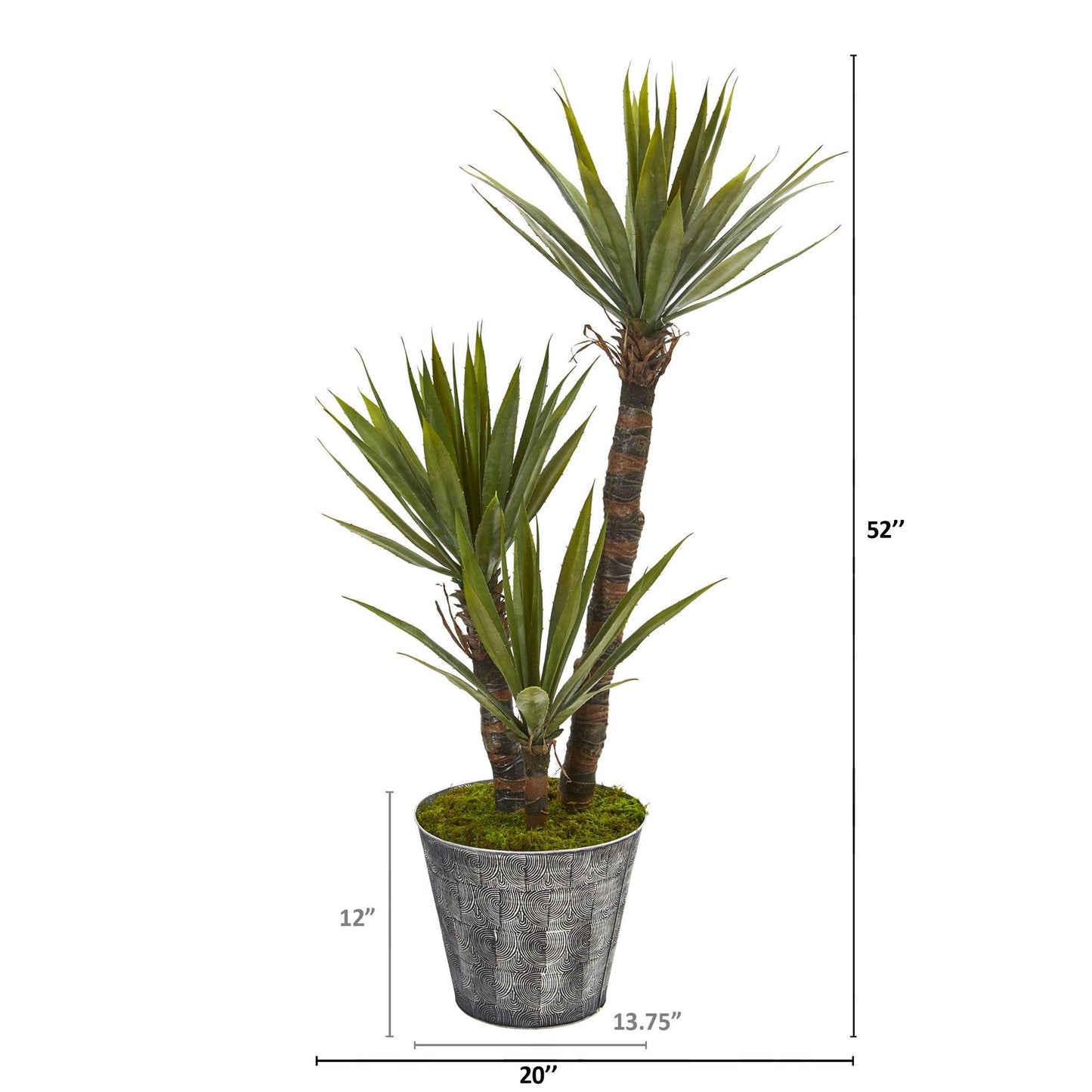 52” Yucca Artificial Tree in Embossed Black Planter