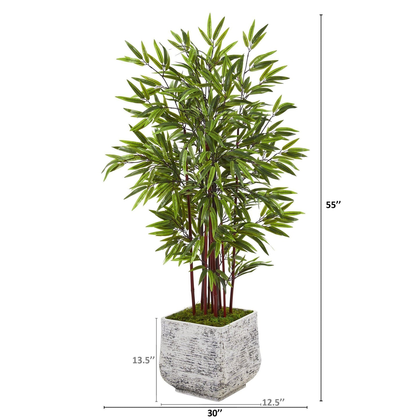 55” Bamboo Artificial Tree in White Planter