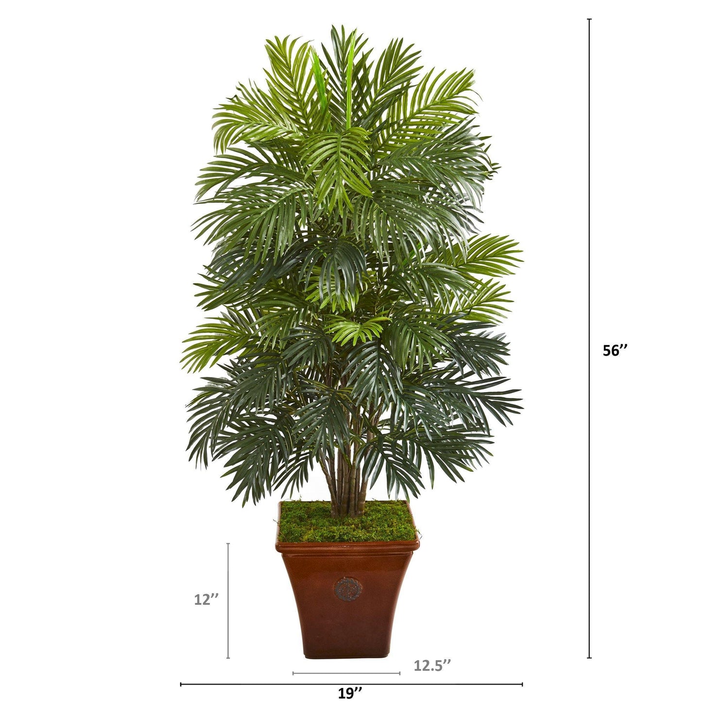 56” Areca Palm Artificial Plant in Brown Planter