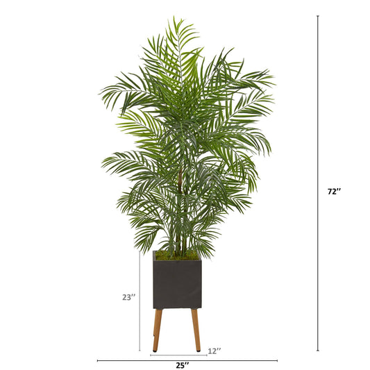 6’ Areca Artificial Palm Tree in Black Planter with Stand (Indoor/Outdoor)
