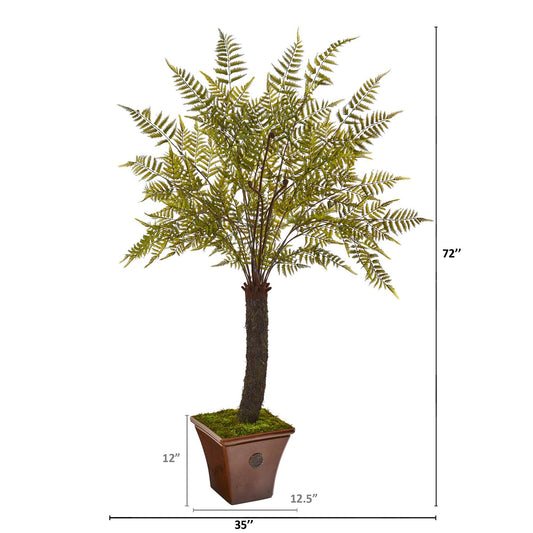 6’ Fern Artificial Plant in Brown Planter
