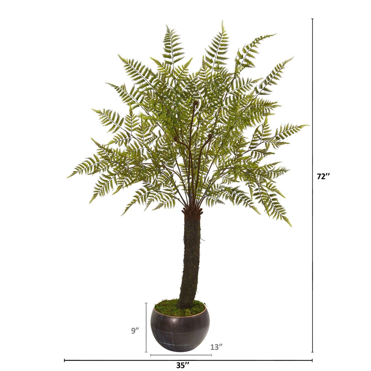 6’ Fern Artificial Plant in Decorative Bowl Planter