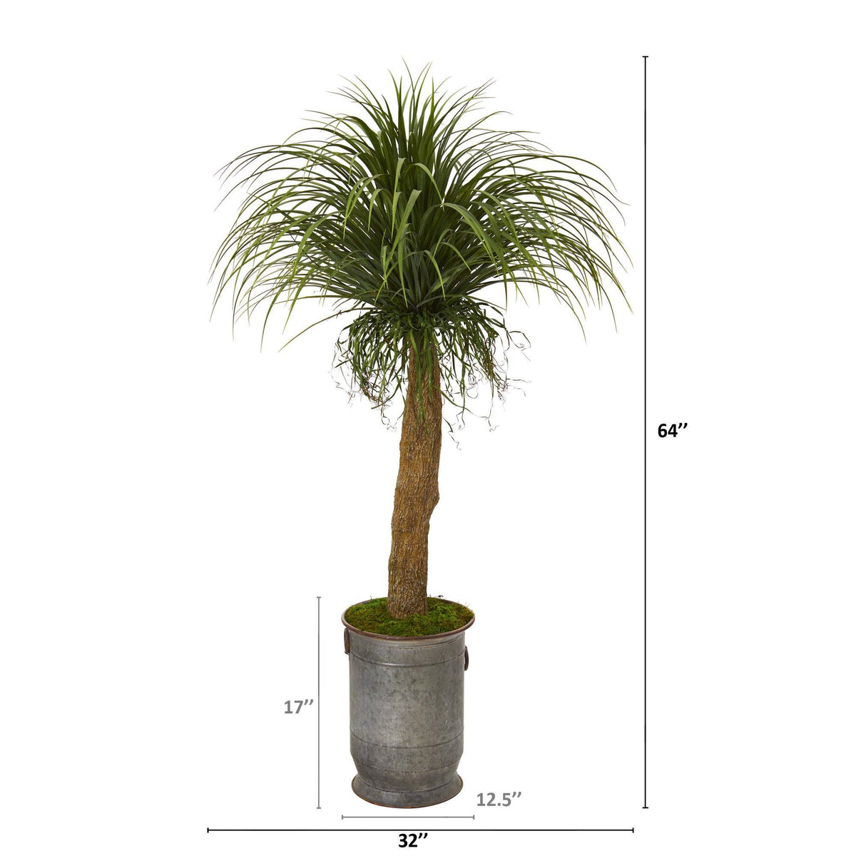64” Pony Tail Palm Artificial Plant in Copper Trimmed Metal Planter