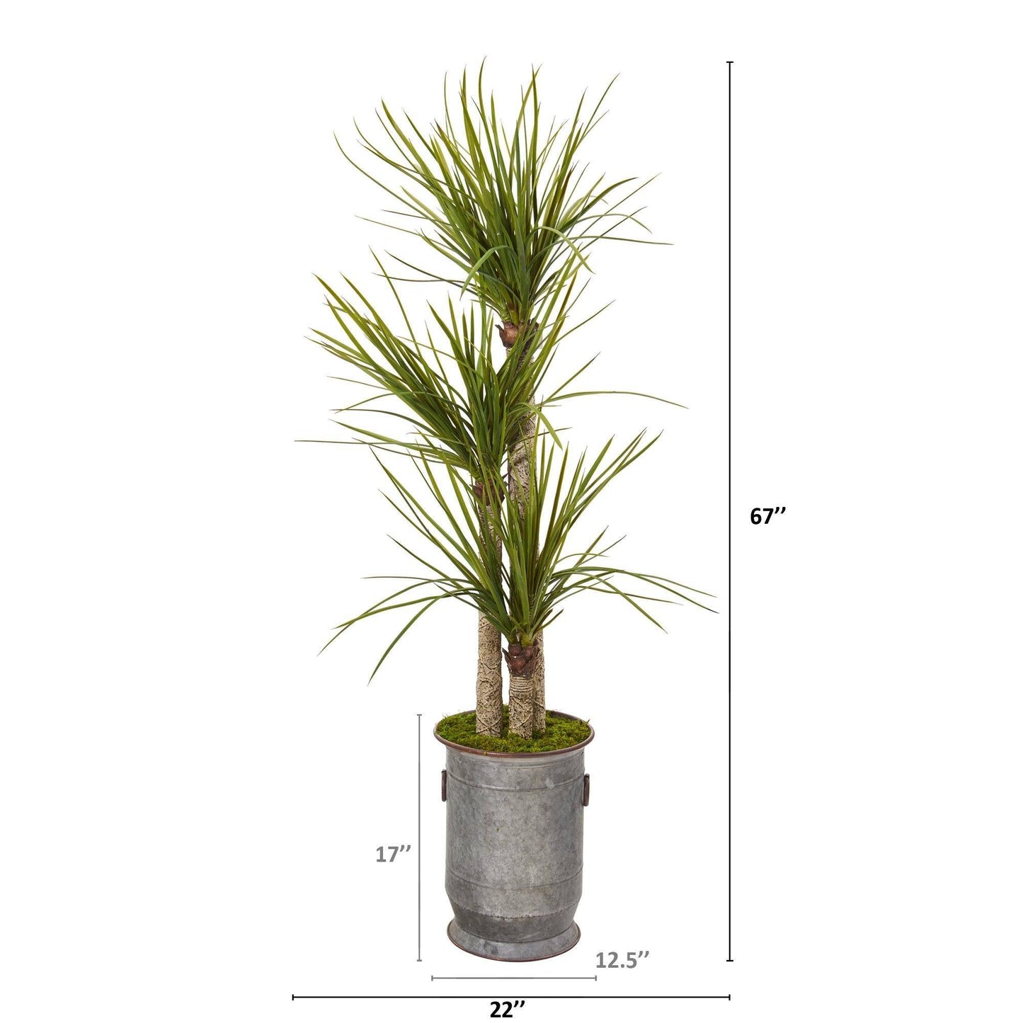 67” Yucca Artificial Tree in Copper Trimmed Metal Planter