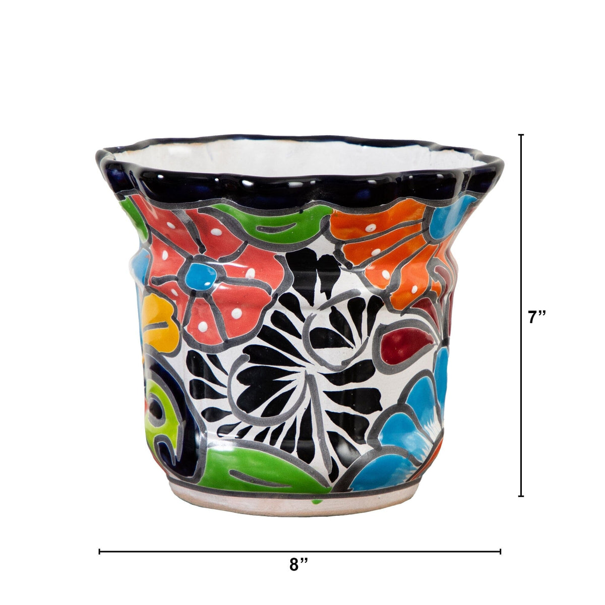 a colorful vase with a size of the size of it