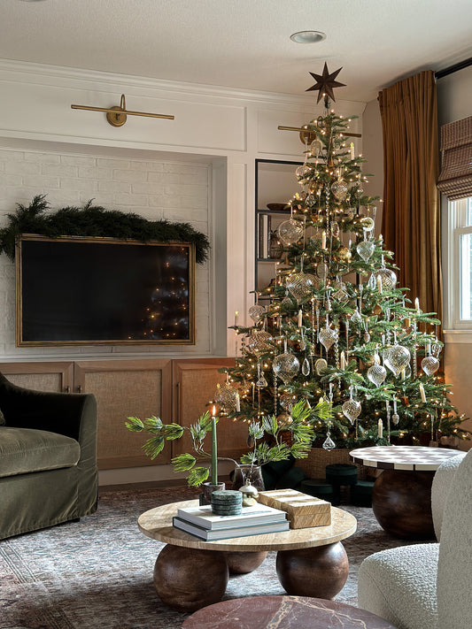 a christmas tree in a living room