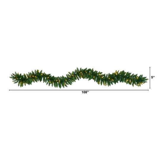 a green garland with lights