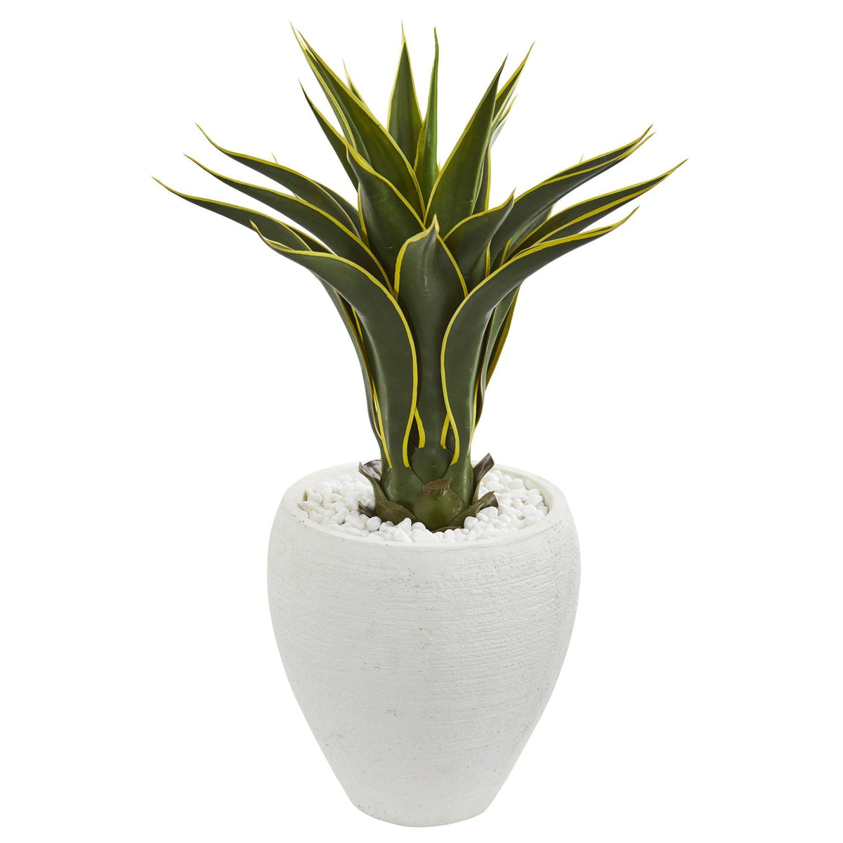 Artificial Agave Plant in White Planter