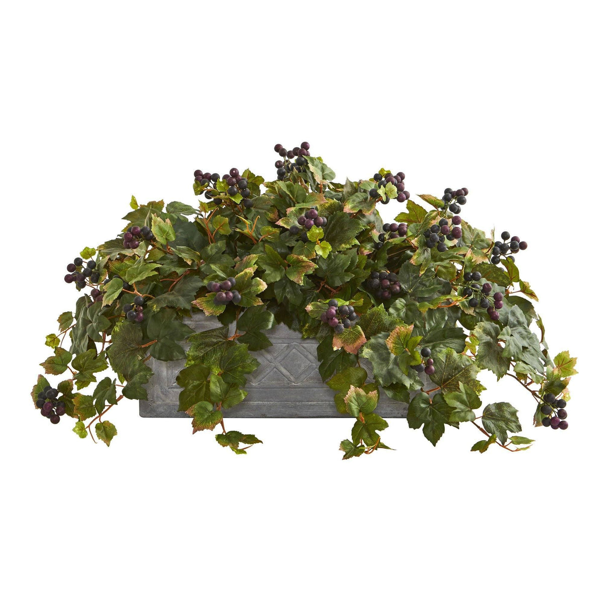 Grape Leaf Artificial Plant in Stone Planter