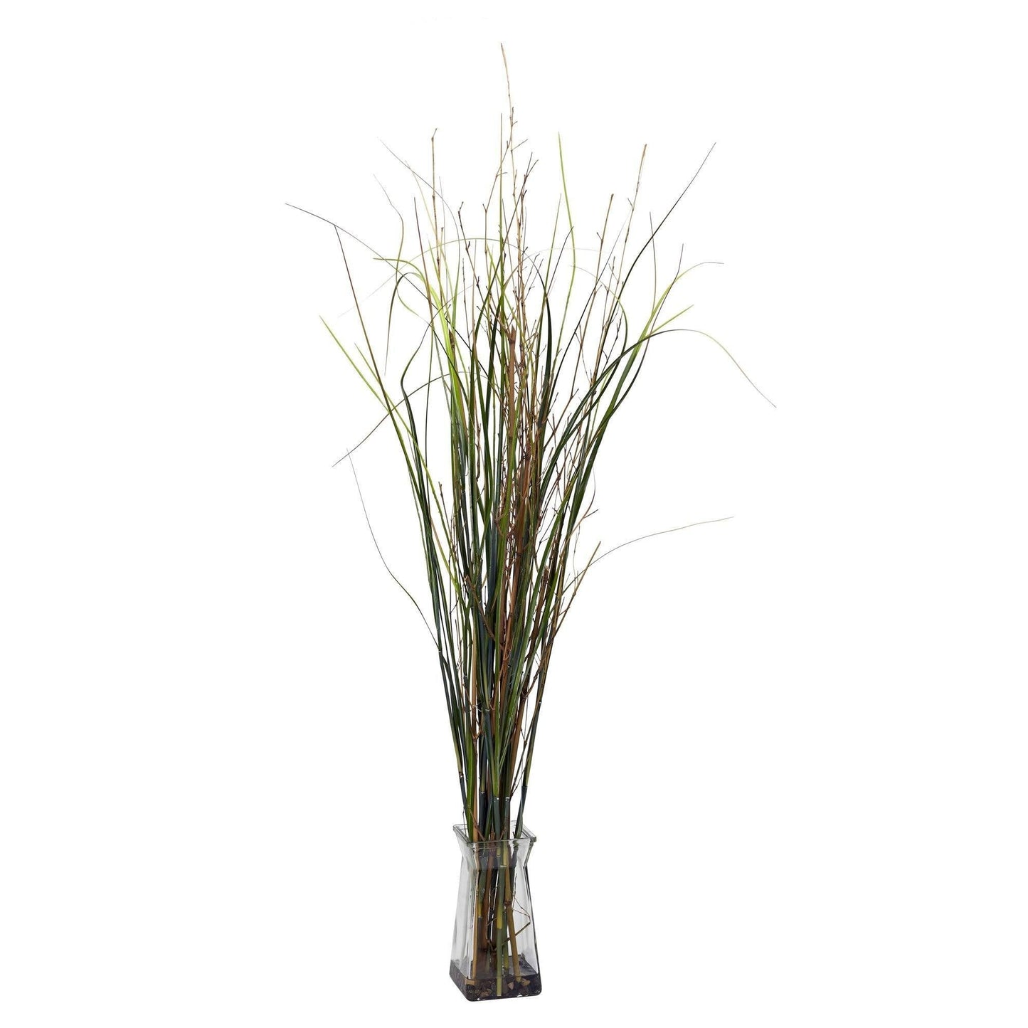 Grass & Bamboo w/Glass Vase Silk Plant