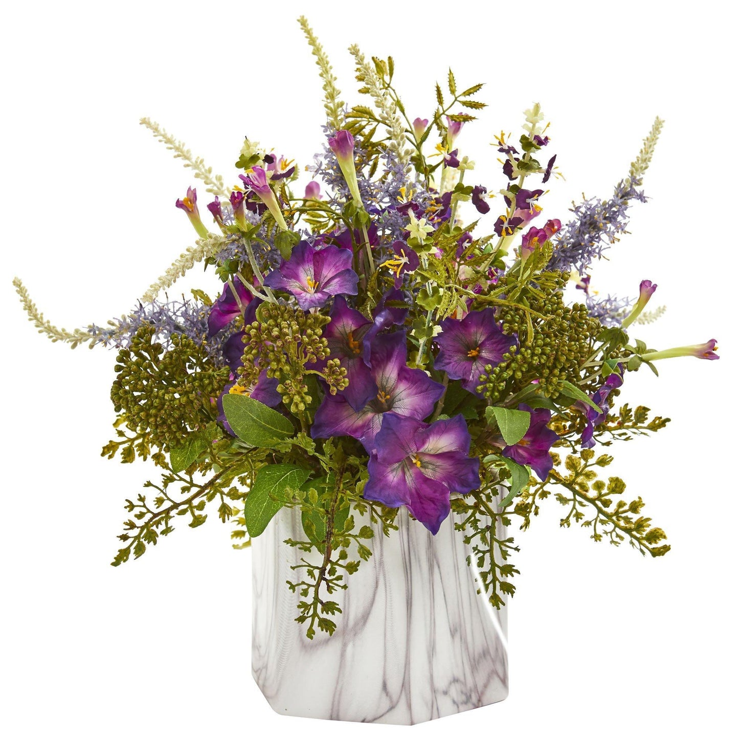 Morning Glory Artificial Plant in Marble Finished Vase
