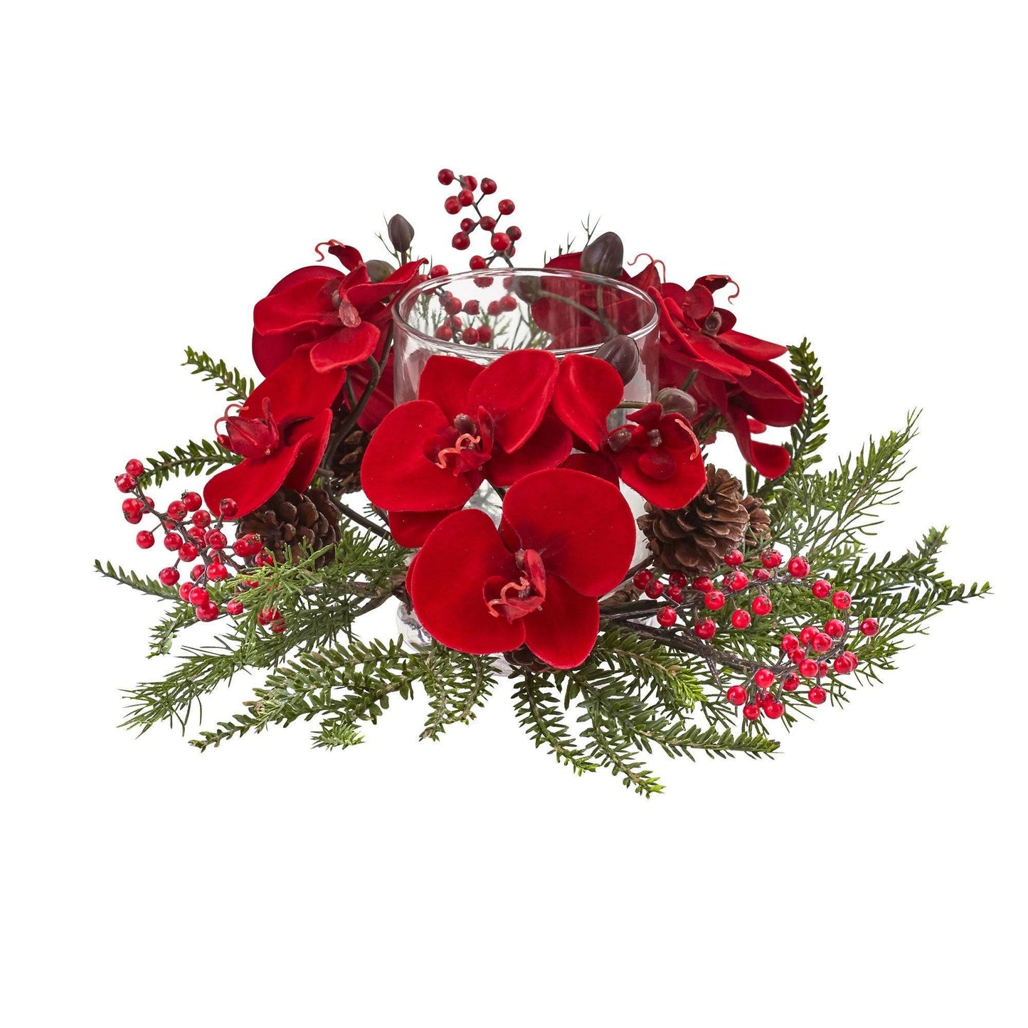 Orchid, Berry & Pine Holiday Candle Holder