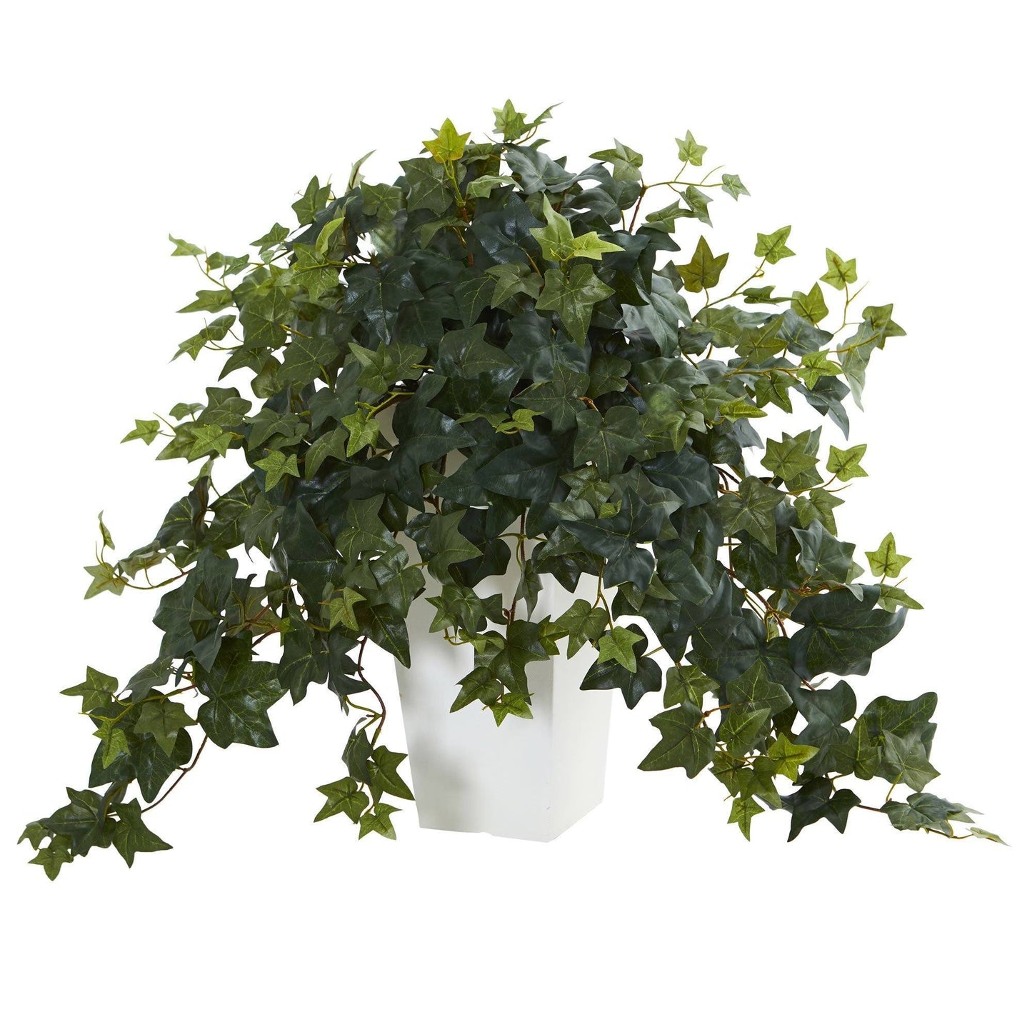 Puff Ivy Artificial Plant in White Tower Vase