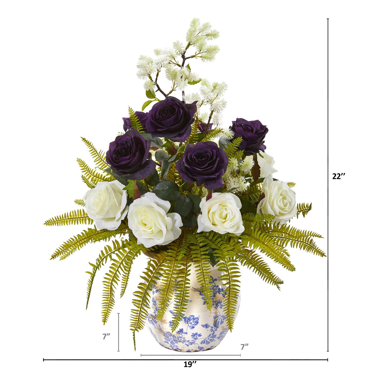 Rose, Thistle and Grass Artificial Arrangement in Vase