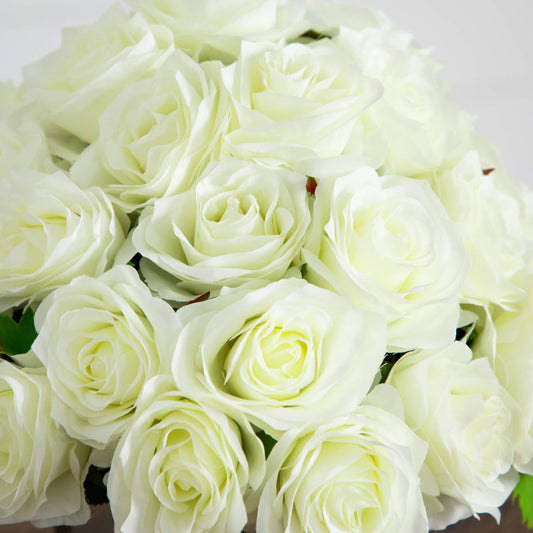 Wedding Collection 13" Artificial Rose Arrangement in Glass Vase