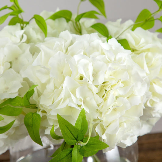 Wedding Collection 18" Artificial Hydrangea Arrangement in Glass Vase