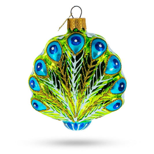 Festive Peacock Glass Christmas Ornament
