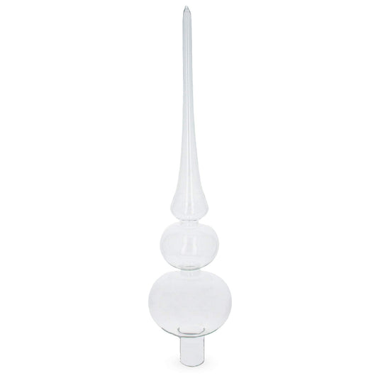 Double Ball Clear Glass Christmas Tree Topper 12.5 Inches