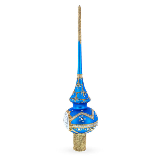 a blue and gold christmas ornament