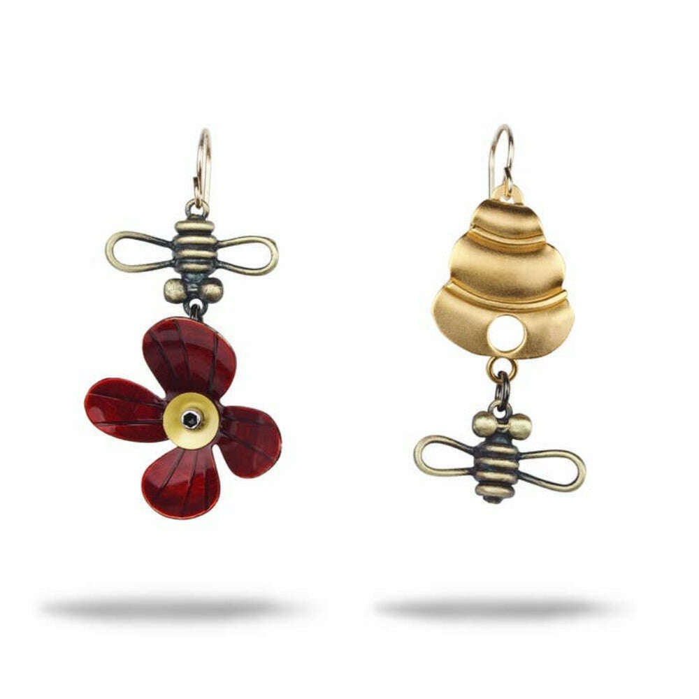 Bee Line Earrings (Red) by Chickenscratch
