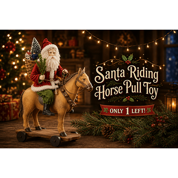 Santa Riding Horse Pull Toy by Bethany Lowe