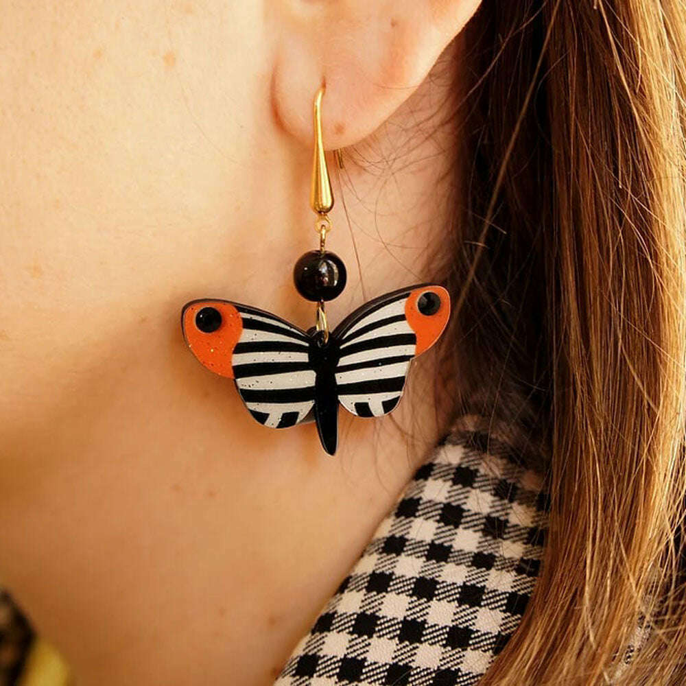 Black and White Butterfly Earrings by Laliblue