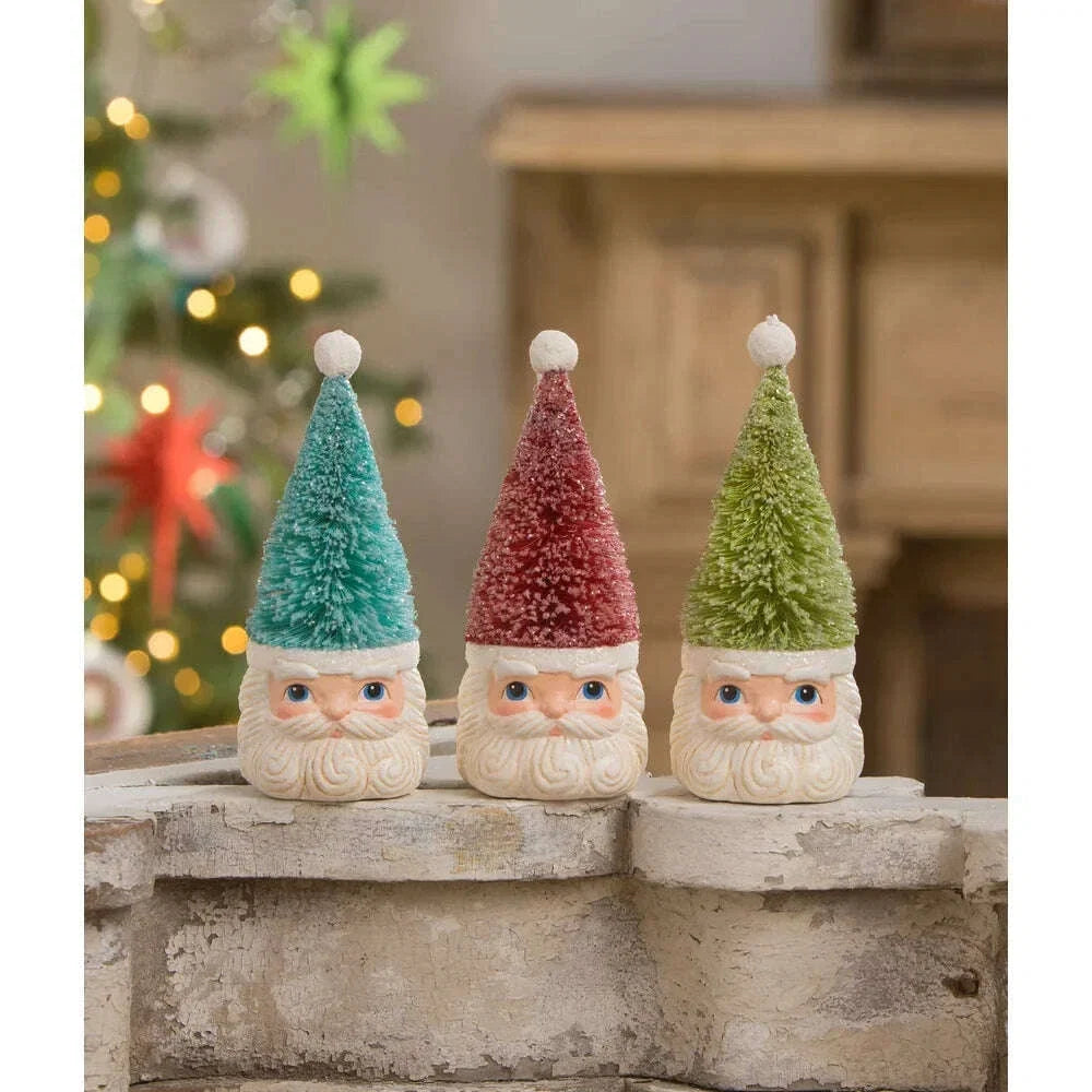 Bottle Brush Santa Green Ornament by Bethany Lowe Designs