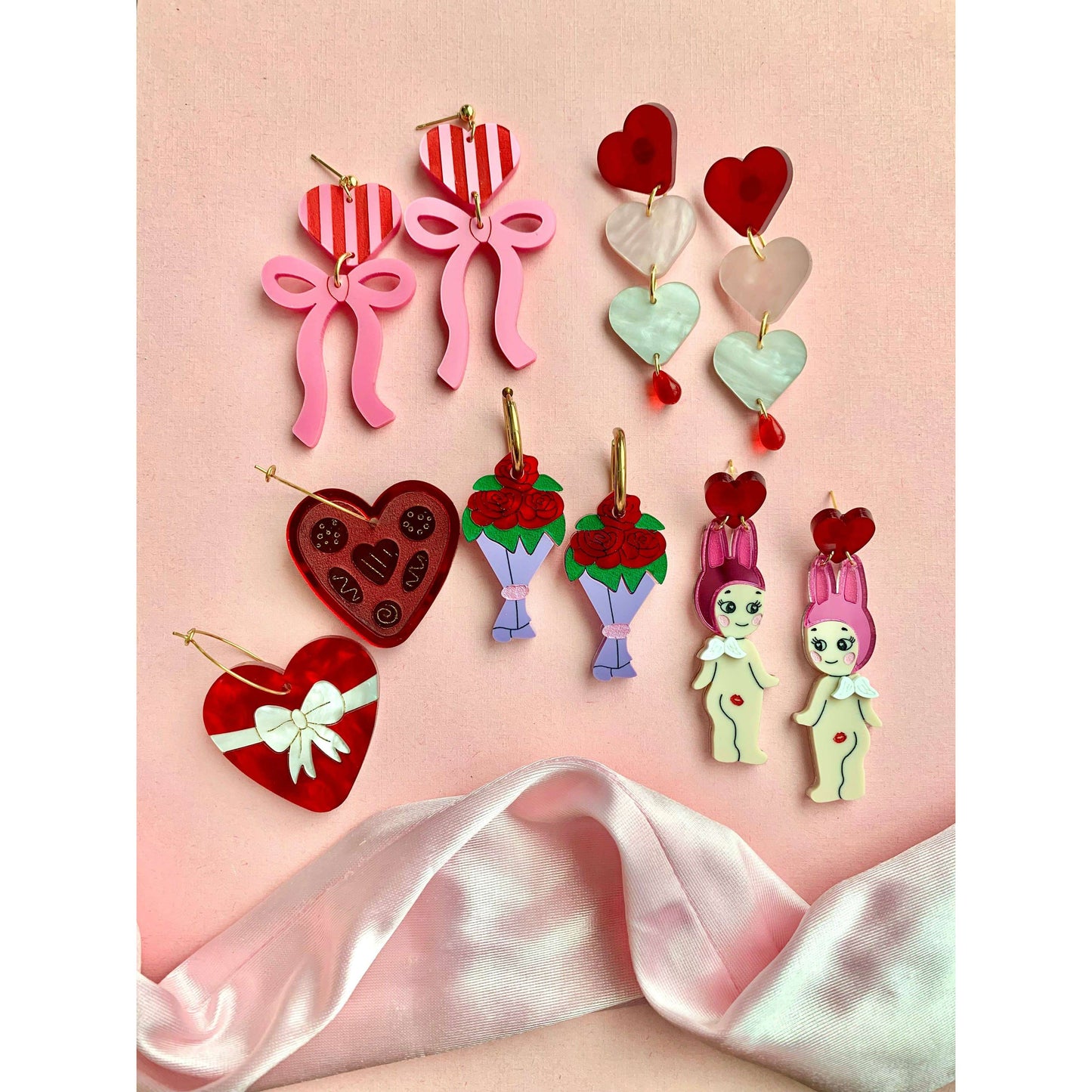 Bouquet of Roses Acrylic Earrings