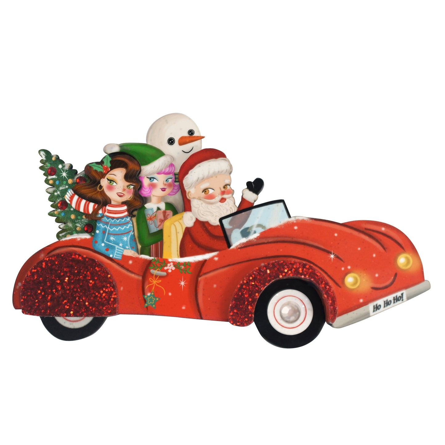Santa's Car Brooch by Laliblue – Retro Kitschy Statement Brooch for Collectors