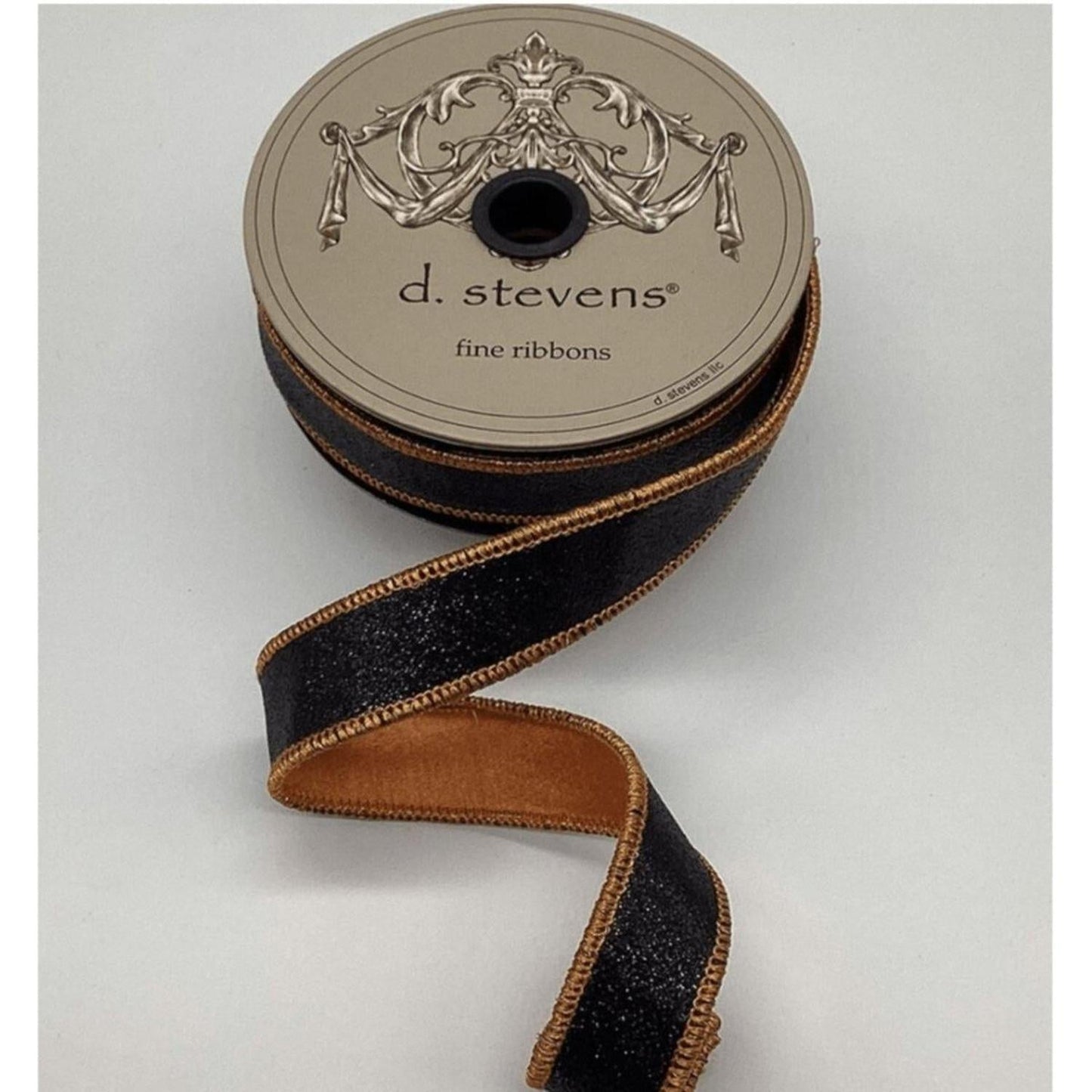 1" Glitter Ribbon: Black/Orange (10 Yards)