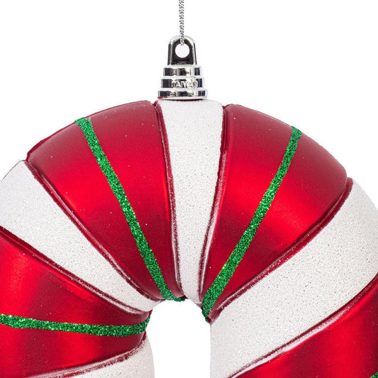 10" Red White Green Candy Cane Ornament