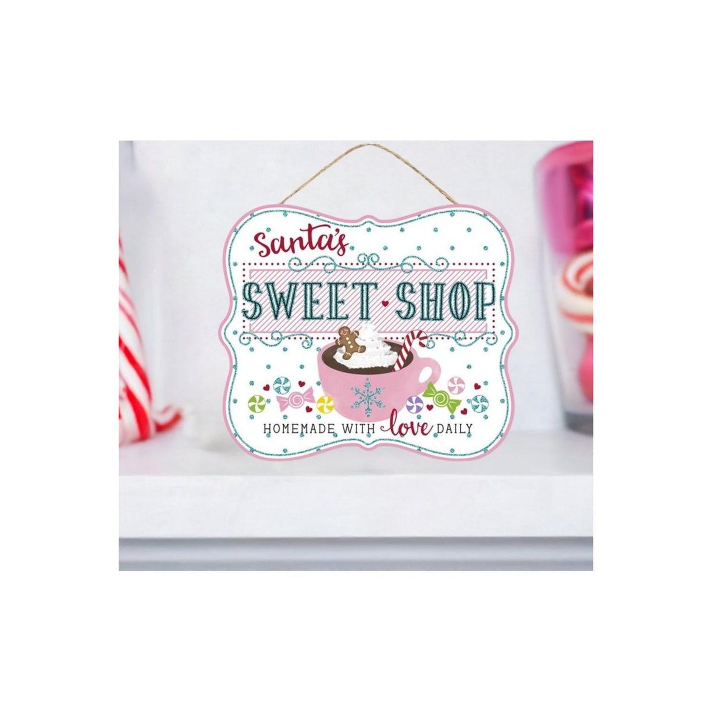10" Wooden Sign: Santa's Sweet Shop
