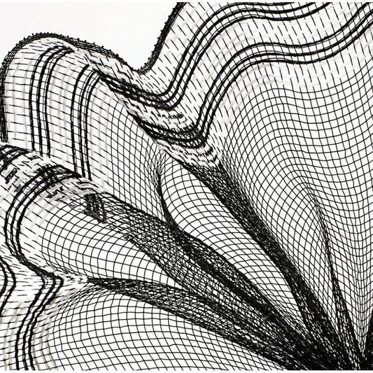 10.25" Border Stripe Faux Jute Mesh Ribbon: Black/White (10 Yards)