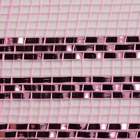 10.25" Border Stripe Metallic Mesh Ribbon: Pink (10 Yards)