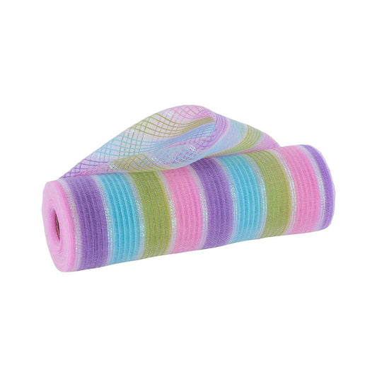 10.25" Fine Weave Faux Jute Stripe Mesh: Pastel (10 Yards)