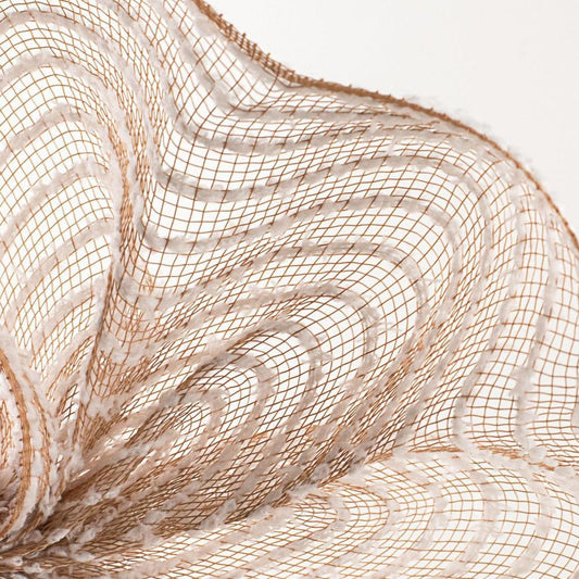 10.5" Cotton Ball Poly Jute Mesh Ribbon: Natural (10 Yards)