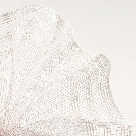 10.5" Faux Jute Border Stripe Mesh Ribbon: White (10 Yards)