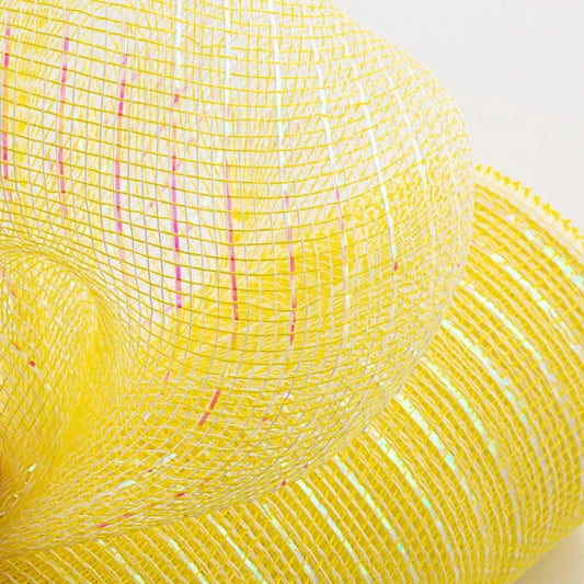 10.5" Poly Mesh Roll Ribbon: Iridescent Pastel Yellow Foil