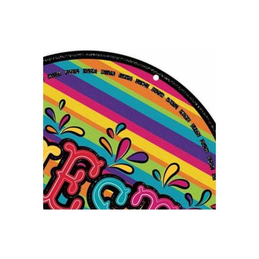 12" Round Metal Sign: Glitter Fiesta