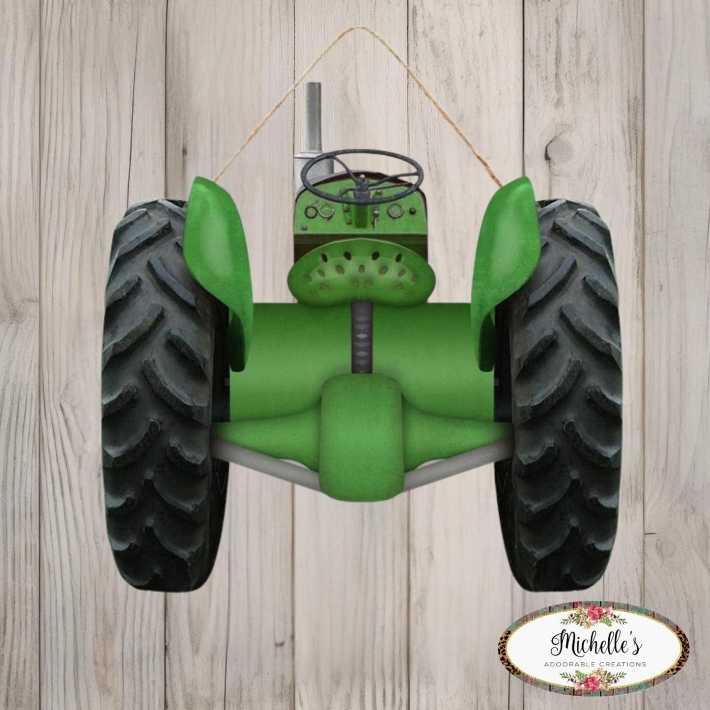 12" Wooden Sign: Green Tractor
