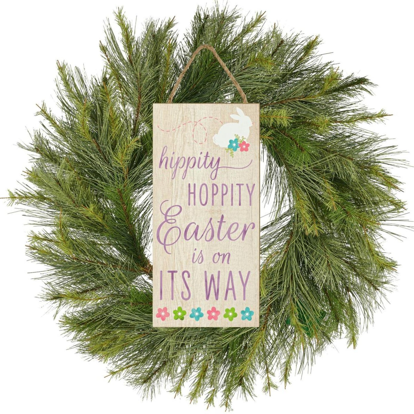 12" Wooden Sign: Hippity Hoppity Easter