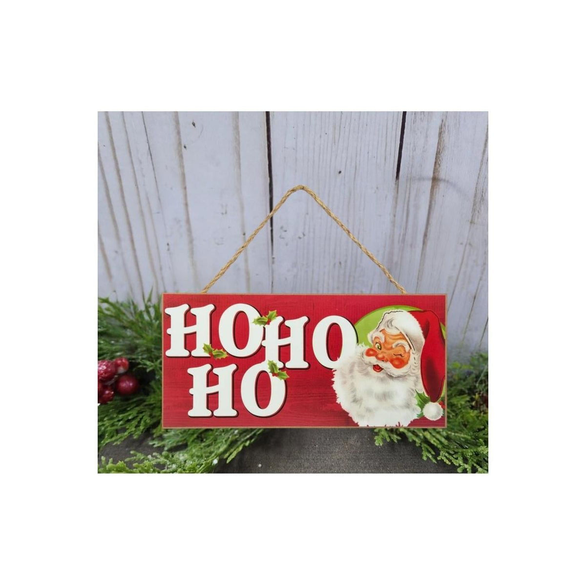12" Wooden Sign: Vintage Santa Ho Ho Ho