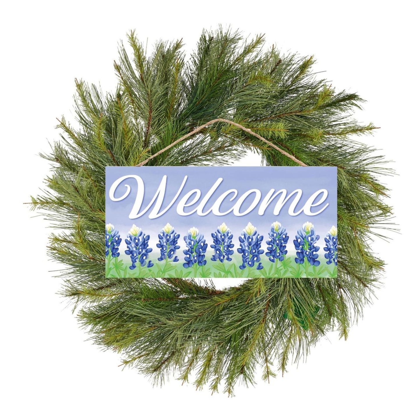 12" Wooden Sign: Welcome Bluebonnets Light Blue