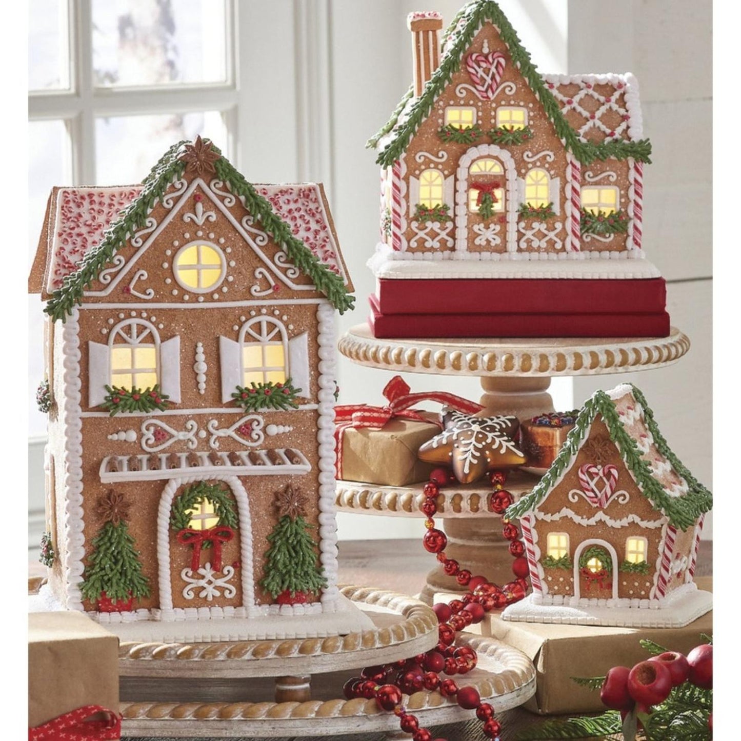 13" Lighted Gingerbread House with Trees